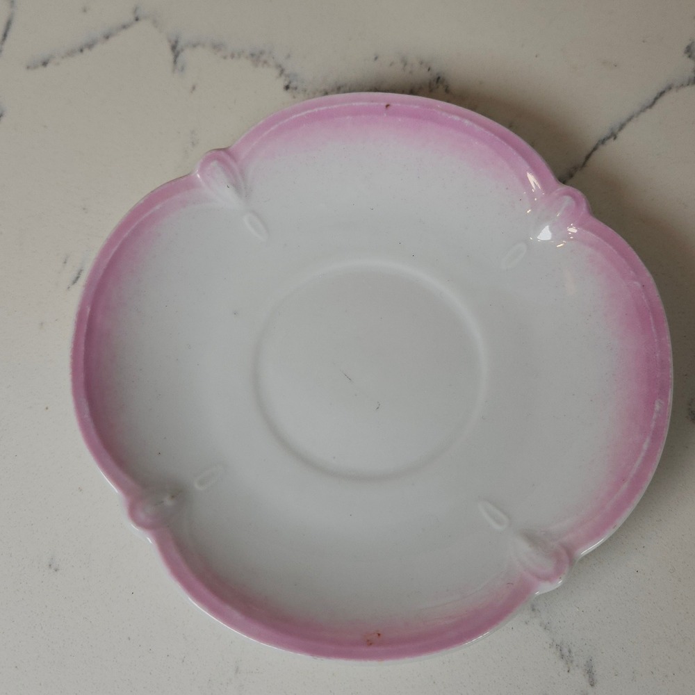 VTG Cottagecore Dainty Fairycore Bavaria Saucer Pink Rim Floral Embossed